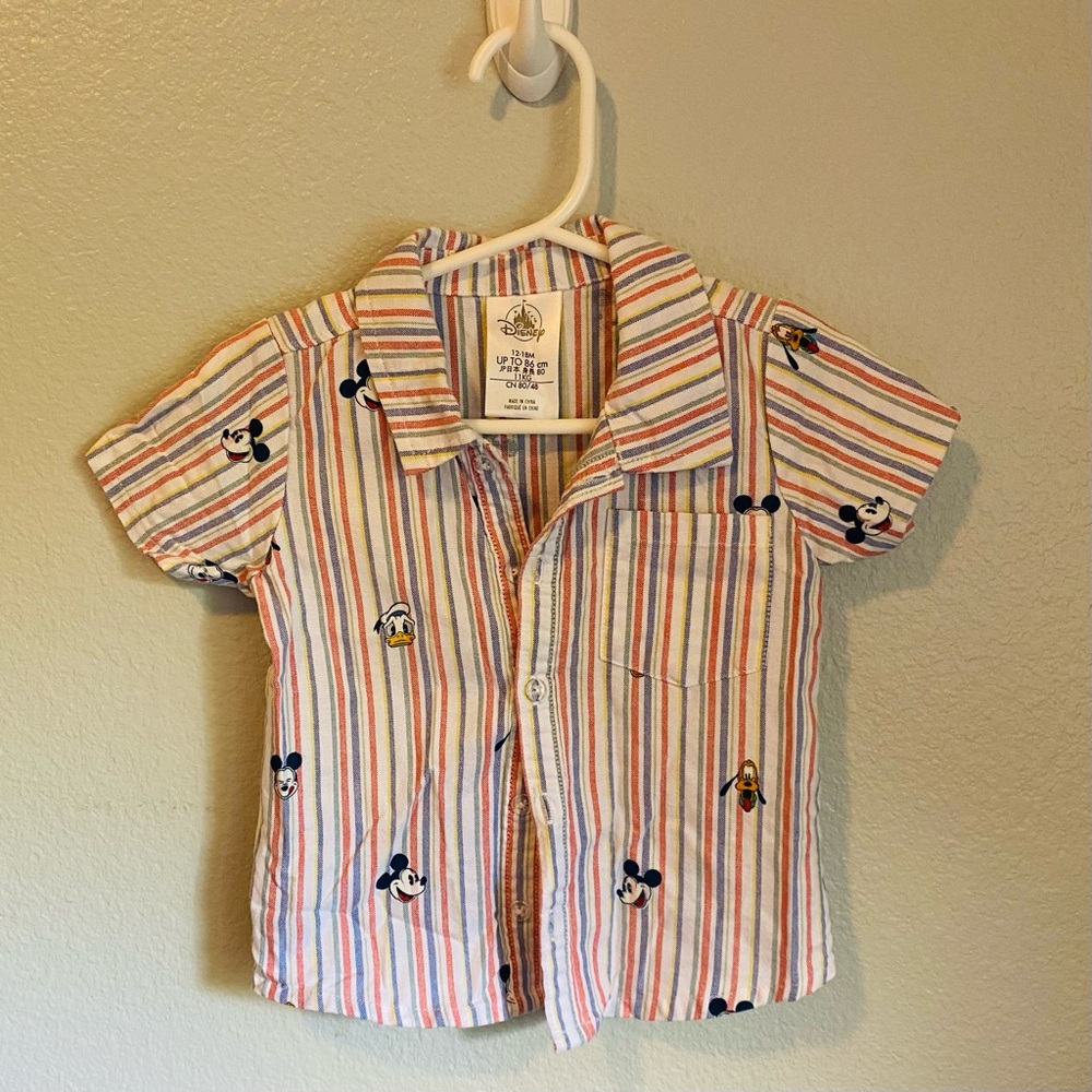Disney Pinstripe Mickey and Friends Dress Shirt